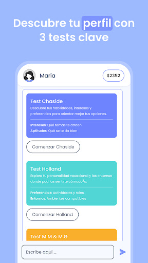 Test vocacional y profesional ekran görüntüsü