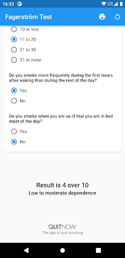 Fagerstrom Test ekran görüntüsü