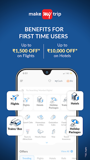 MakeMyTrip: Hotel, Flight, Bus ekran görüntüsü