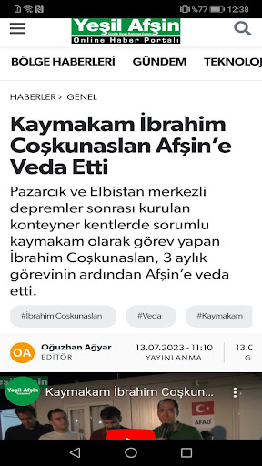 Yeşil Afşin Gazetesi ekran görüntüsü