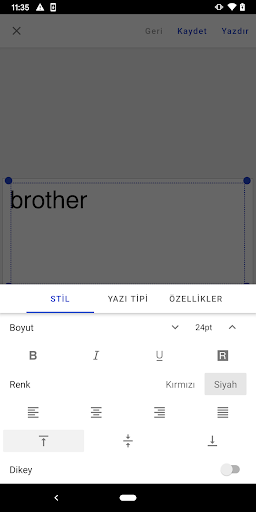 Brother iPrint&Label ekran görüntüsü