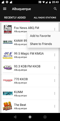 Albuquerque Radio Stations ekran görüntüsü