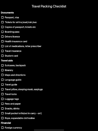 Travel Packing Checklist ekran görüntüsü
