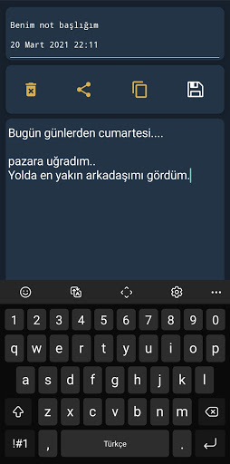 Not Defteri Türkçe ekran görüntüsü