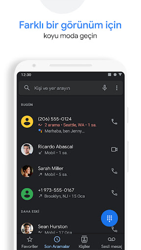 Google Telefon ekran görüntüsü