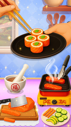 Sushi Bar Cafe Cooking Game ekran görüntüsü