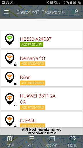 Wifi şifreleri haritası ekran görüntüsü