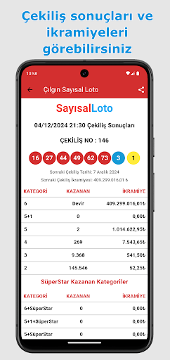 Piyango Loto Türkiye Sonuçları ekran görüntüsü