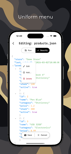 Raw Text Editor ekran görüntüsü