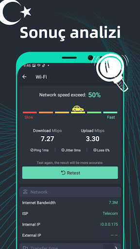 Internet hız testi: speed test ekran görüntüsü