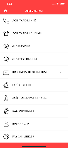 Afet Çantası ekran görüntüsü
