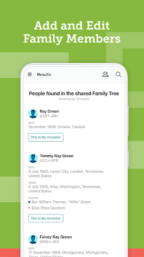 FamilySearch Tree ekran görüntüsü