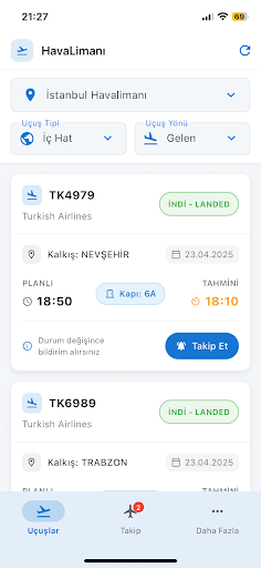 HavaLimanı - Uçuş Takibi ekran görüntüsü