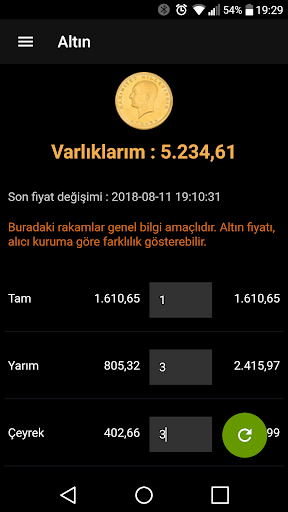 Altın Fiyatları ekran görüntüsü